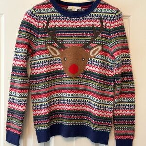 Boden Multicolor Reindeer Crewneck Sweater